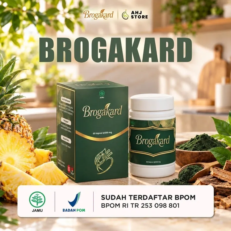 Kemasan jamu herbal Brogakard – alami, terukur, berbasis ilmiah. Sudah terdaftar BPOM RI TR 253 098 801